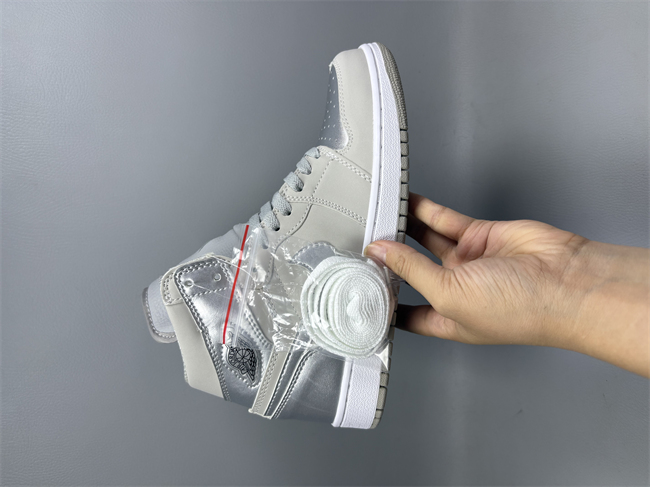 Women Running Weapon Air Jordan 1 Sliver/Grey Shoes 541